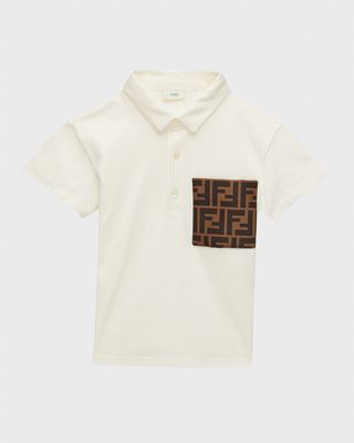 Boy's Monogram-Print Pocket Polo Shirt, Size 9M-24M