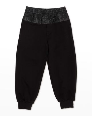 Boy's Monogram Sweatpants, Size 3-6