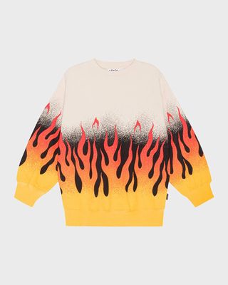 Boy's Monti Flames Graphic Sweatshirt, Size 2-7
