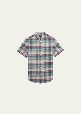 Boy's Multicolor Check-Print Button Down Shirt, Size S-XL