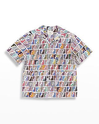 Boy's Multicolor Logo-Print Shirt, Size 8-14