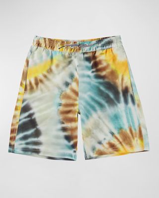 Boy's Nilson Tie Dye-Print Swim Shorts, Size 7-12