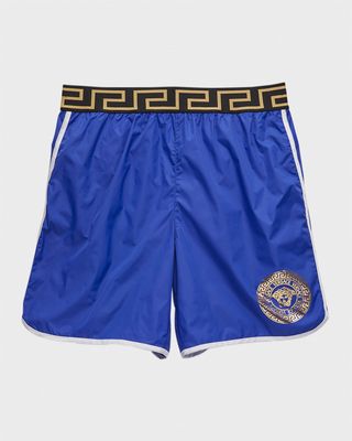 Boy's Nylon Greca Waist Swim Trunks, Size 8-14