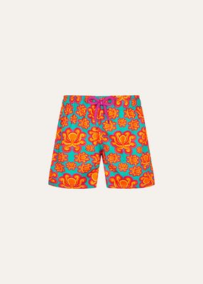 Boy's Octopus-Print Swim Shorts, Size 2-12