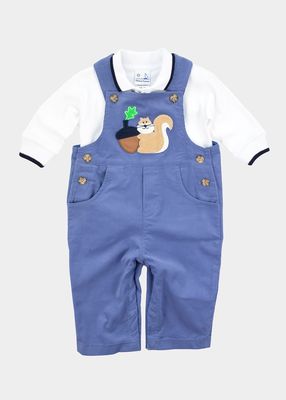 Boy's Overalls W/ Top Two-Piece Set, Size 6M-24M