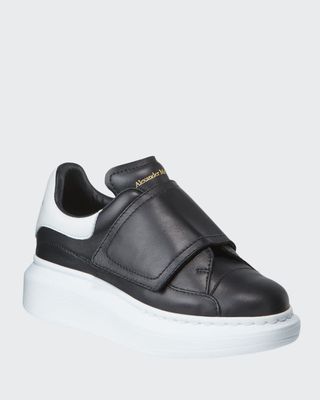Boy's Oversized Grip-Strap Leather Sneakers, Toddler/Kids