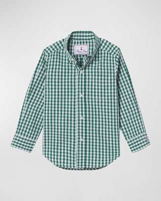 Boy's Owen Button Down Gingham-Print Shirt, Size 2-14