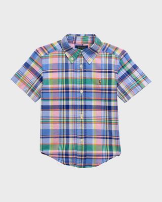 Boy's Oxford Short-Sleeve Button-Front Sport Shirt, Size 2-7