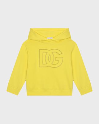 Boy's Padded And Stitched Interlocked Logo Hoodie, Size 4-6