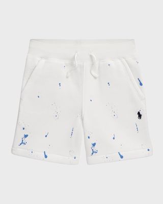 Boy's Paint Splatter-Print Fleece Shorts, Size 2-7