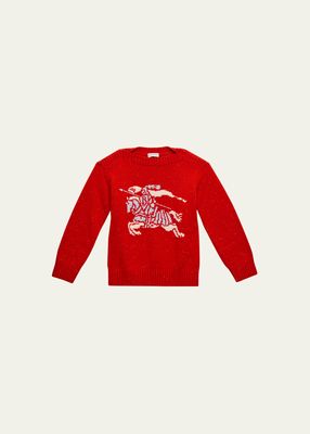 Boy's Patrick EKD Intarsia Wool Cashmere Crew Sweater, Size 4-14