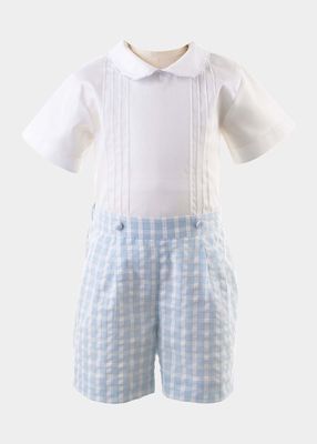 Boy's Pin Tuck Shirt W/ Shorts Set, Size 6M-4T