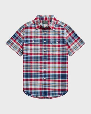 Boy's Plaid-Print Polo Shirt, Size S-XL