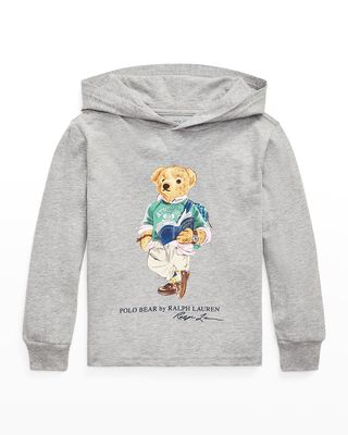 Boy's Polo Bear Cotton Jersey Hooded Tee, Size 4-3