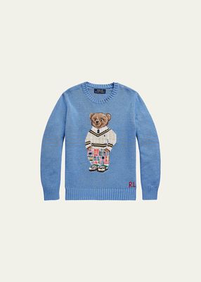 Boy's Polo Bear Intarsia Knit Sweater, Size 5-7