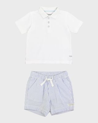 Boy's Polo Shirt and Seersucker Chino Shorts, Size 3M-8