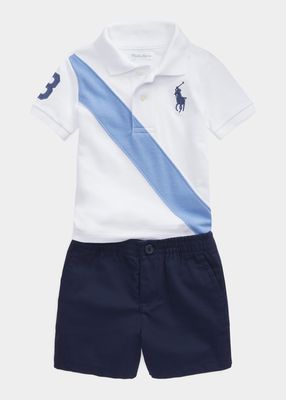 Boy's Polo Shirt And Shorts Set, Size 3M-24M