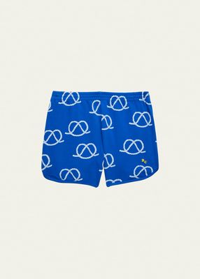 Boy's Pretzel Rope-Print Shorts, Size 2-11