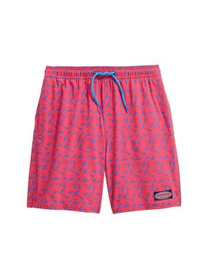 Boy's Printed Palm Beach Chappy Trunks - Sailors Red - Size 14 - Sailors Red - Size 14