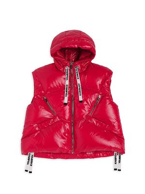 Boy's Puffer Shiny Vest - Fire Red - Size 12 - Fire Red - Size 12