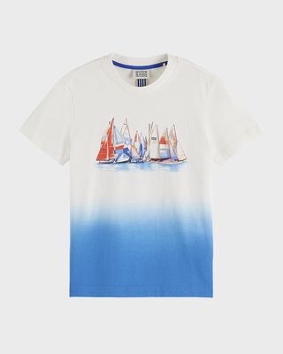 Boy's Relaxed Fit Artwork Dip-Dyed T-Shirt, Size 4-12