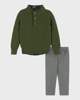 Boy's Ribbed Sweater Sweater Set, Size 2T-8