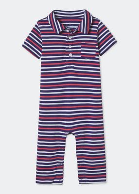 Boy's Robbie Striped Cotton Coverall, Size Newborn-24M