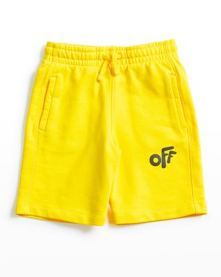 Boy's Rounded Logo Drawstring Sweat Shorts, Size 4-12