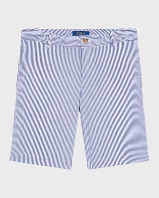 Boy's Seersucker Preppy Shorts, Size 8-20