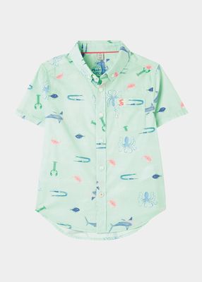 Boy's Sefton Sea Creature Button Down Shirt, Size 2-6 - BCI Cotton