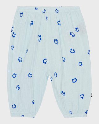 Boy's Serene Smiley Gauze Pants, Size 6M-2T