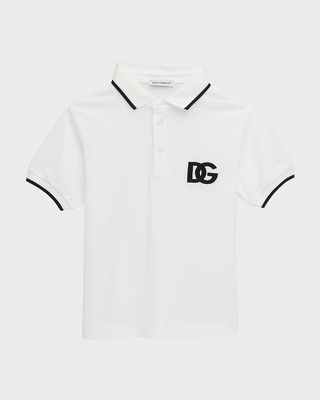 Boy's Short-Sleeve Polo Shirt with DG Logo, Size 8-14