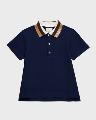 Boy's Short-Sleeve Polo with Detailed Collar, Size 8-14