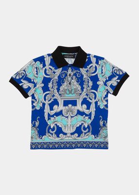 Boy's Silver Baroque Polo Shirt, Size 8-14