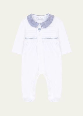 Boy's Smocked Collared Footie, Size Newborn-9M