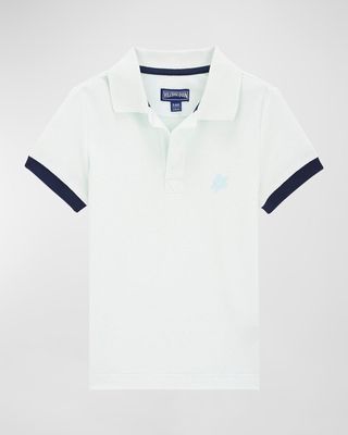 Boy's Solid Cotton Pique Polo Shirt, Size 2-14