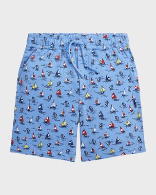 Boy's Spa Terry Sailboat Printed Shorts, Size 2-7