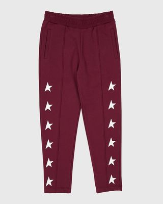 Boy's Star-Print Tapered Joggers, Size 12