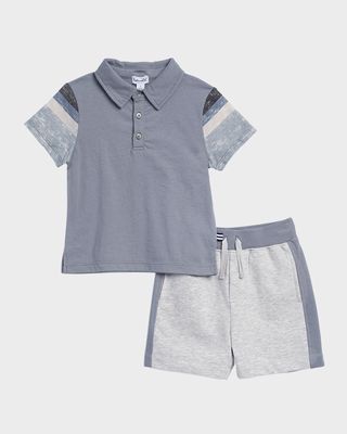 Boy's Stormy Stripe Shorts Set, Size 2-4