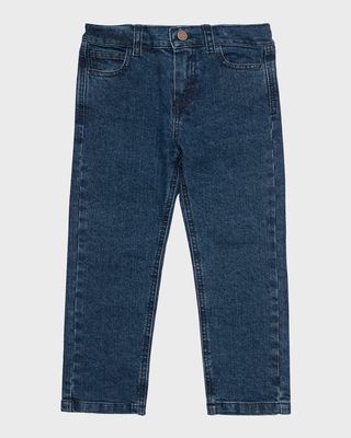 Boy's Straight Leg Patched Denim Jeans, Size 2-8