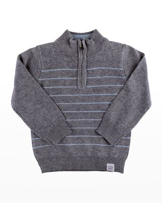 Boy's Stripe Quarter-Zip Sweater, Size 3M-8
