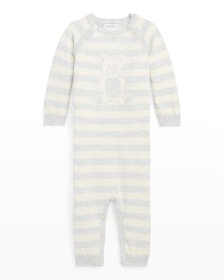 Boy's Striped Bear Coverall, Size 3M-12M