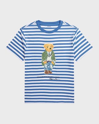 Boy's Striped Bear Graphic Jersey T-Shirt, Size 2-7