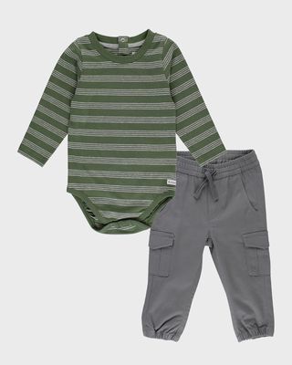 Boy's Striped Bodysuit W/ Joggers Set, Size 3M-24M