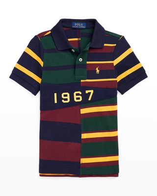 Boy's Striped Cotton Mesh Polo Shirt, Size 4-3