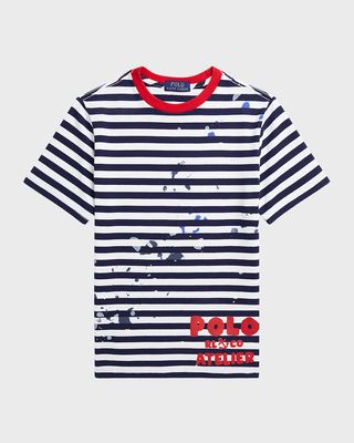 Boy's Striped Heavyweight Jersey T-Shirt, Size S-XL