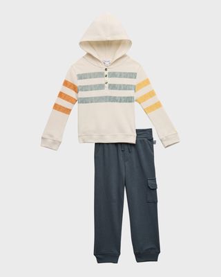 Boy's Striped Hoodie W/ Joggers Set, Size 2-4