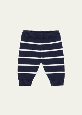 Boy's Striped Knitted Pants with FF Logo, Size 9M-24M