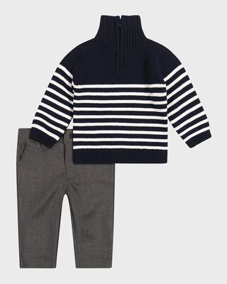 Boy's Striped Quarter Zip Sweater, Size 3M-24M