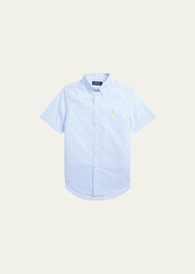 Boy's Striped Seersucker Short-Sleeve Shirt, Size 2-4